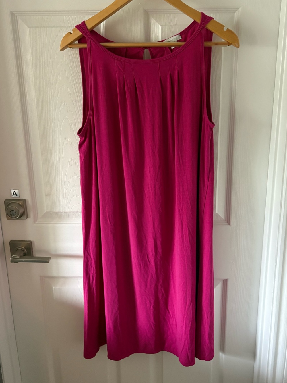 Garnet Hill Sleeveless Knit Shift Dress - Fuchsia Pink Size L